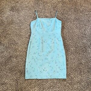Harold's Silk Light Blue Floral Summer Party Dress Wedding Graduation Fairy